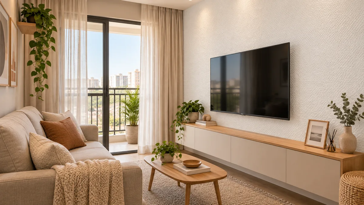Sala de estar revestida com Simplíssima
